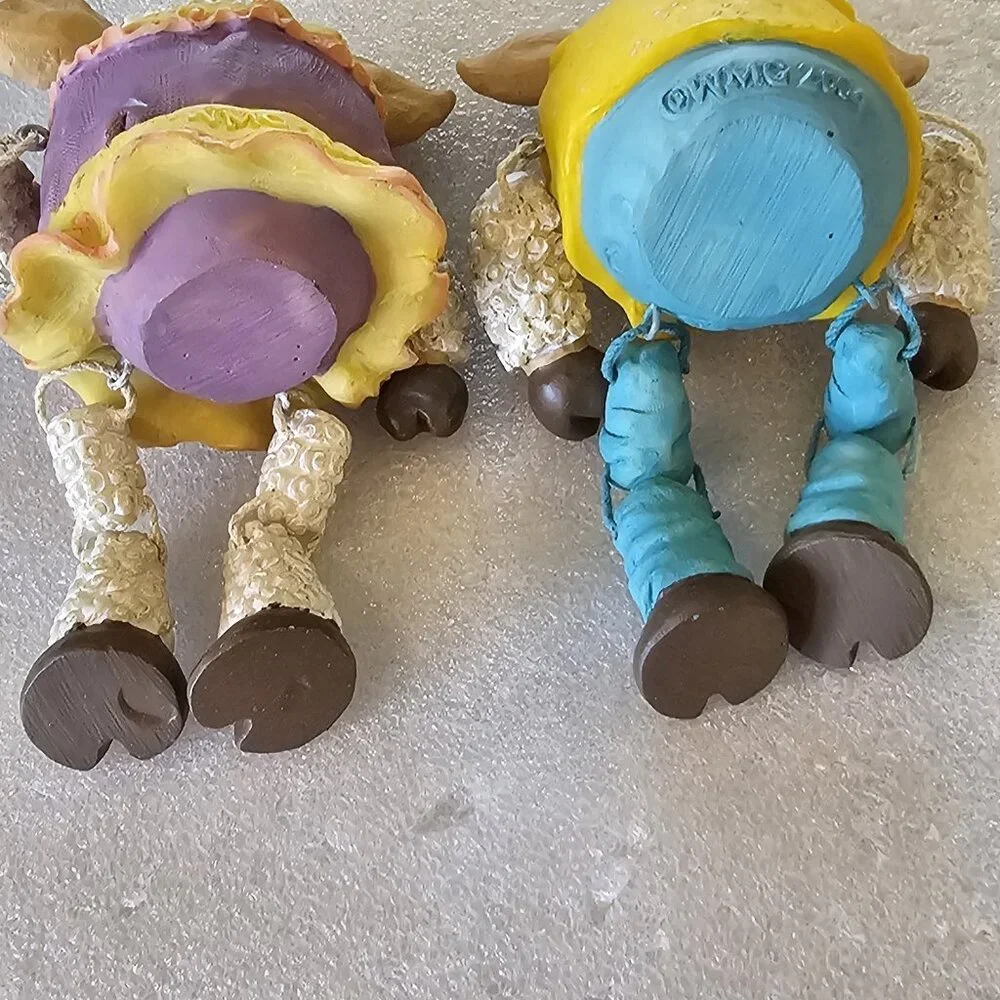 Vtg Anthropomorphic Sheep Girl Boy Shelf Sitters Figurines 2004 WMG Spring Decor